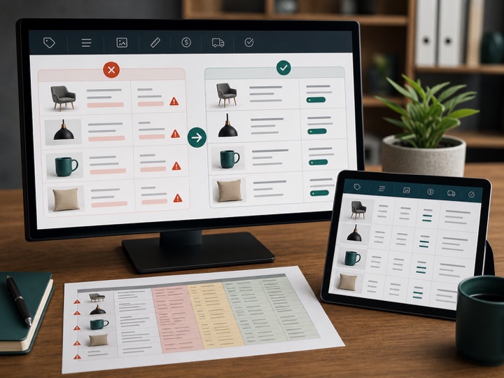 Catalog data being standardized on a review screen.